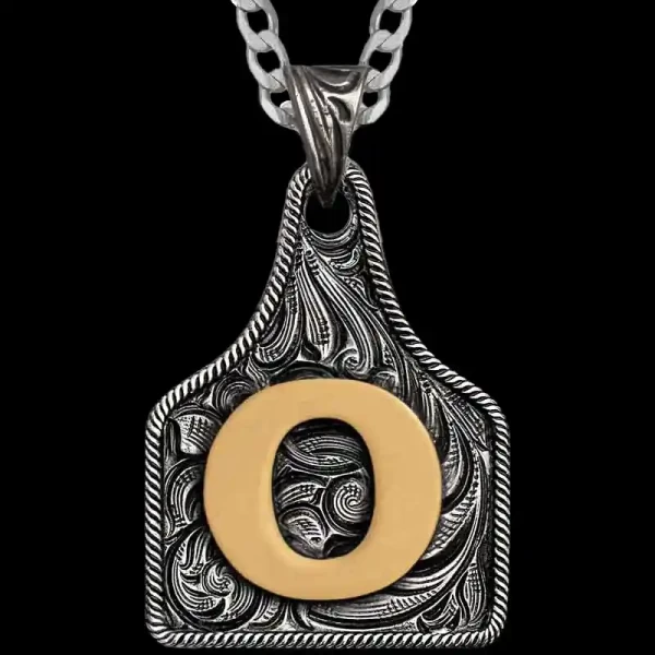 Texas Size Initial Cow Tag Necklace